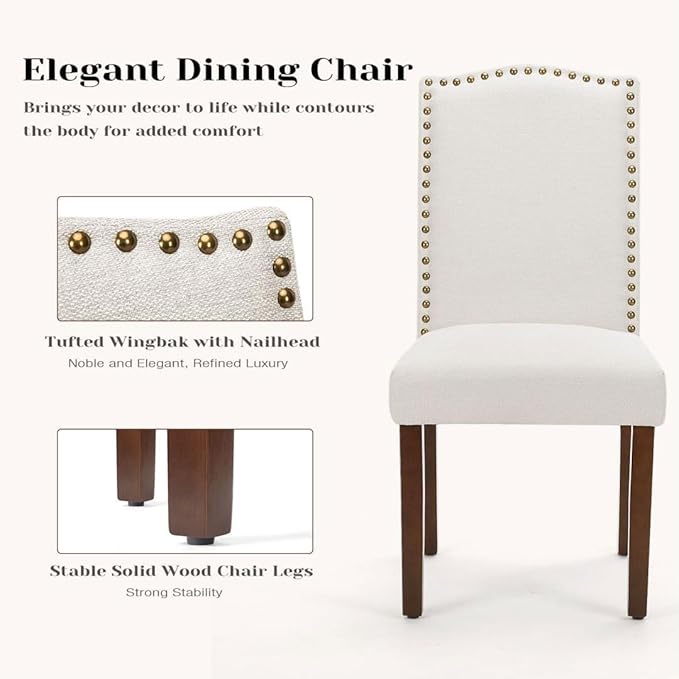 Kitchen Chairs Set of 6 Modern Upholstered Fabric Seat - Image 6