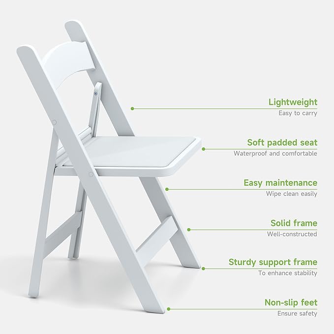 Real Relax White Resin Folding Chairs - Image 3