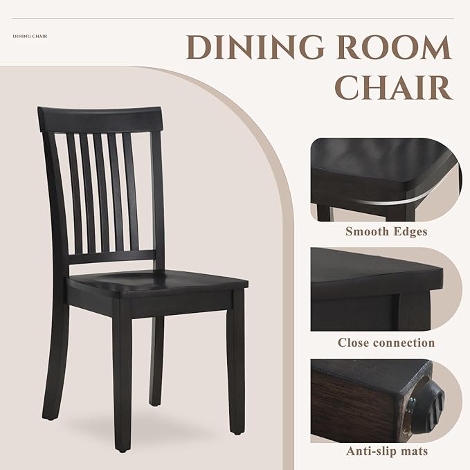 COLAMY Wooden Dining Chairs Set of 6, Spindle High Back Windsor Kitchen Side - Image 4