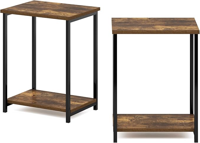 Furinno Simplistic Metal Frame End Table, Amber Pine - Image 7