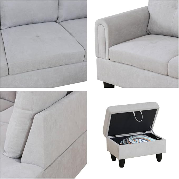 NAYSAYE Sectional Couch with Ottoman Storage, L Shaped Couch Sofa Furniture Sets - Image 5
