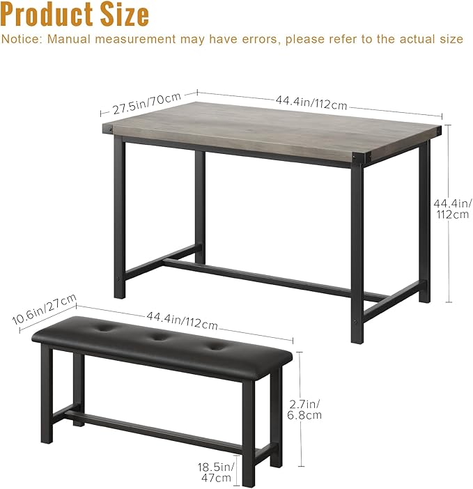 3 PSC Dining Table Set with 2 Upholstered Benches and 1 Table - Image 3