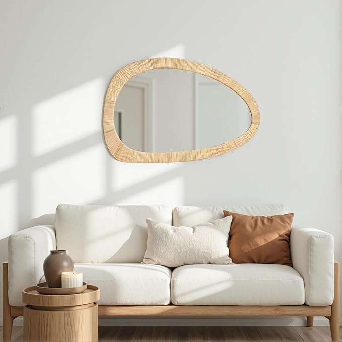 H HOMEWINS Rattan Mirror for Wall - Image 5