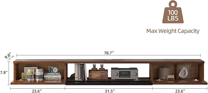 High Gloss Floating TV Stand, Under TV Floating Shelf, Floating TV Cabinet - Image 4