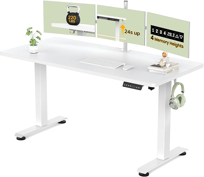 Veken 55 Inch Large Electric Standing Desk, 4 Memory Heights Adjustable by Veken