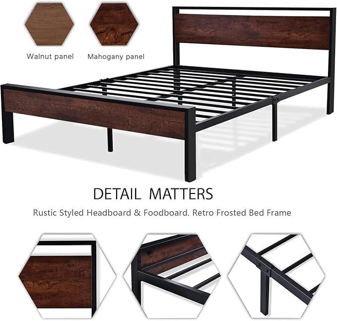 SHA CERLIN 14 Inch King Size Metal Platform Bed Frame - Image 7