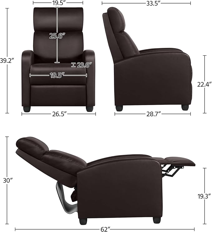 Yaheetech Recliner Chair Faux Leather Recliner Sofa Adjustable Modern Seat Club - Image 3