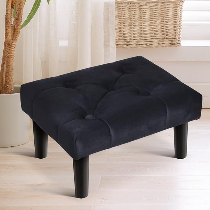 HOUCHICS Small Footstool Ottoman, Velvet Soft Footrest Ottoman - Image 7