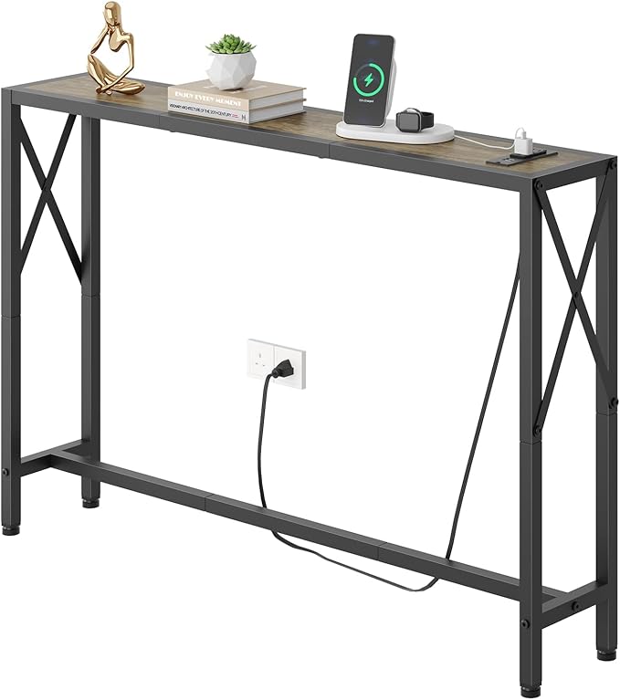 41.7" Console Table, Narrow Behind The Couch Table by Gewudraw