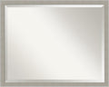 Amanti Art Grey Wall Mirror 24x30 Woodgrain Stripe Grey Rectangle Bathroom by AmantiArt
