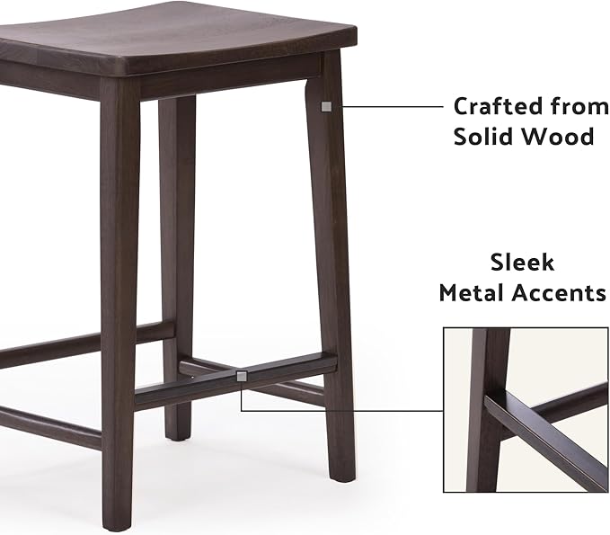 Plank+Beam Smythe Counter Stool, Sturdy Wood Modern Kitchen Counter Height Stool - Image 5