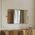 MOON MIRROR 30" x 22" Brushed Gold Rectangle Bathroom Mirror, Tilting Rounded by MOONMIRROR