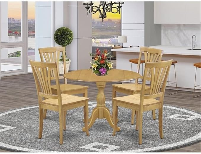 East West Furniture DMAV5-OAK-W 5 Piece Dinette Set - Image 2