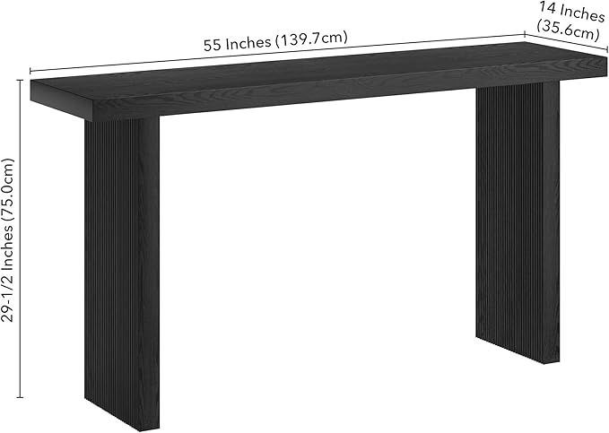 Henn&Hart 55'' Wooden Rectangular Fluted Console Table Entryway Table, Sofa - Image 3
