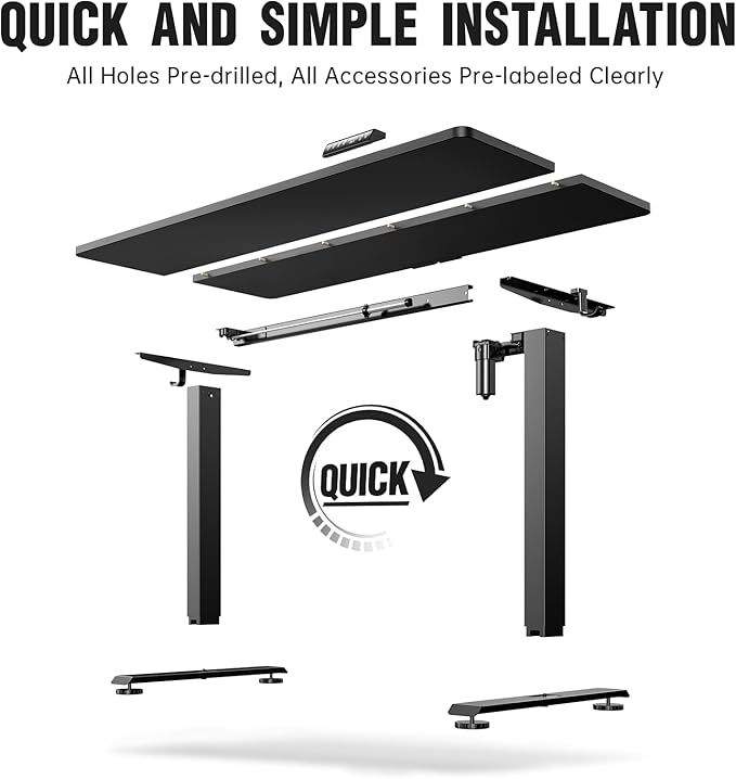 Veken 55 Inch Large Electric Standing Desk, 4 Memory Heights Adjustable - Image 8