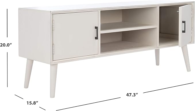 SAFAVIEH Sorrel TV Stand for up to 55" Flatscreen – Distressed White, 2 Doors - Image 2