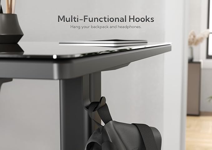 Claiks Electric Glass Standing Desk, 35x20 Inch Adjustable Height Stand Up - Image 6