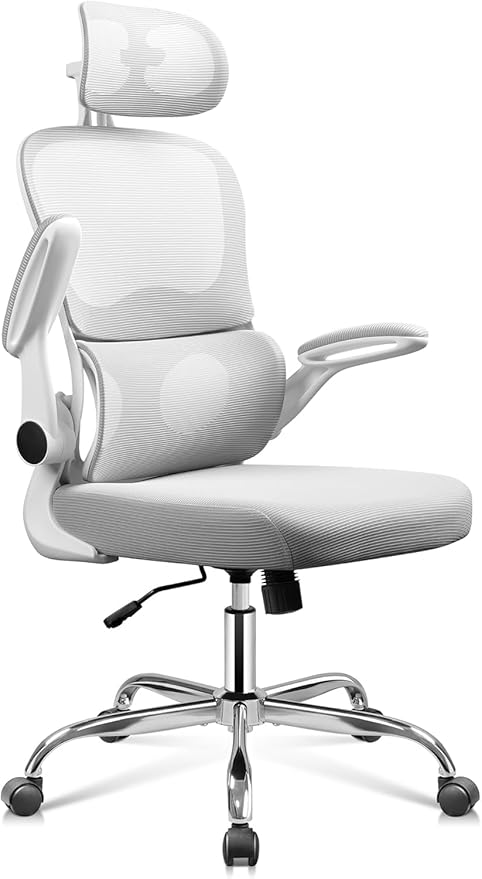 DEVAISE Office Chair, Breathable White Mesh Elegance by DEVAISE