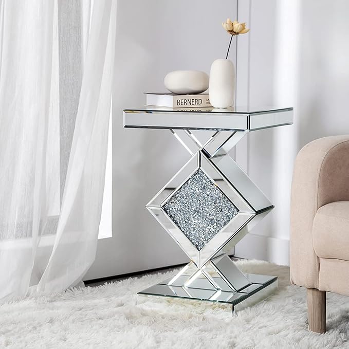 SHYFOY Mirrored End Table, Mirror Accent Side Table by SHYFOYHomeDecoration