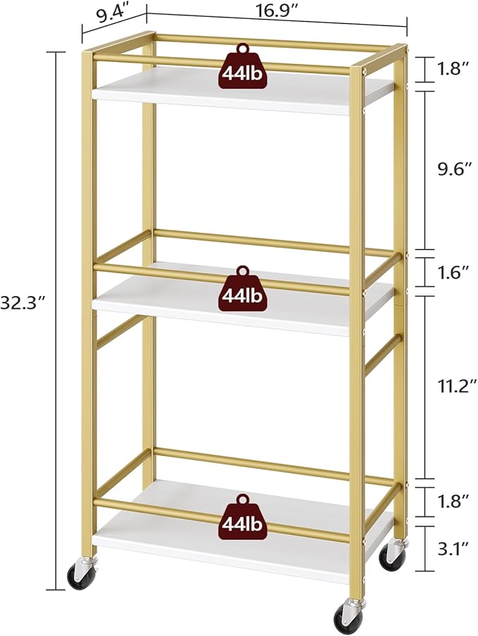 Bar Cart for The Home, 3-Tier Drink Cart on Wheels, Home Bar Serving Cart - Image 3
