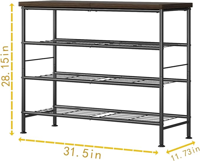 Shoe Rack Organizer 4 Tier for Closet Entryway Free Standing Metal Storage Shoe - Image 3