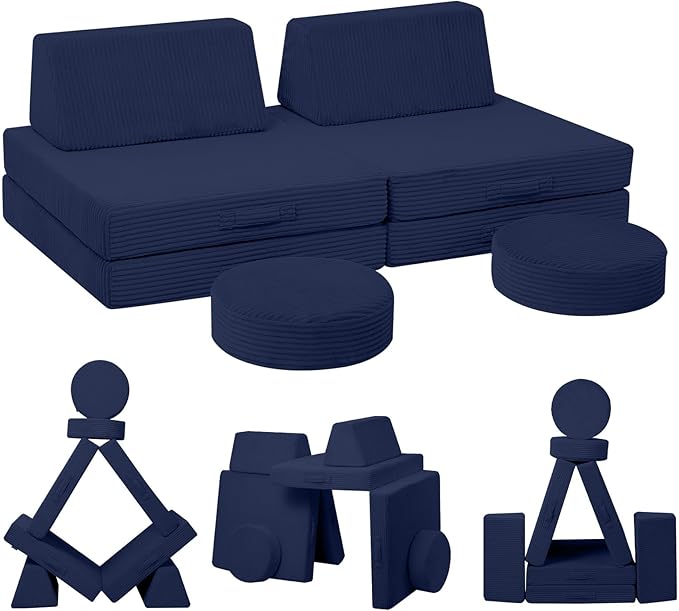 MeMoreCool Kids Couch for Playroom, Corduroy Convertible Toddler Couch by MeMoreCool