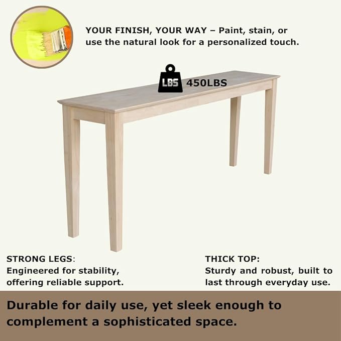Solid Wood Extended Length Shaker Console Table - Image 4