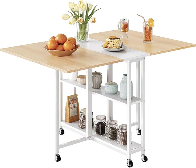 Folding Dining Table, Movable Dining Table, Kitchen Table by Choezon
