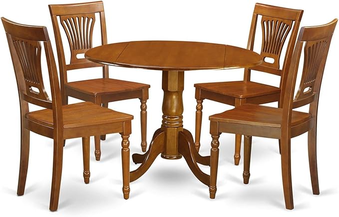 East West Furniture DLPL5-SBR-W 5 Piece Dining Room Table Set Includes a Round by EastWestFurniture