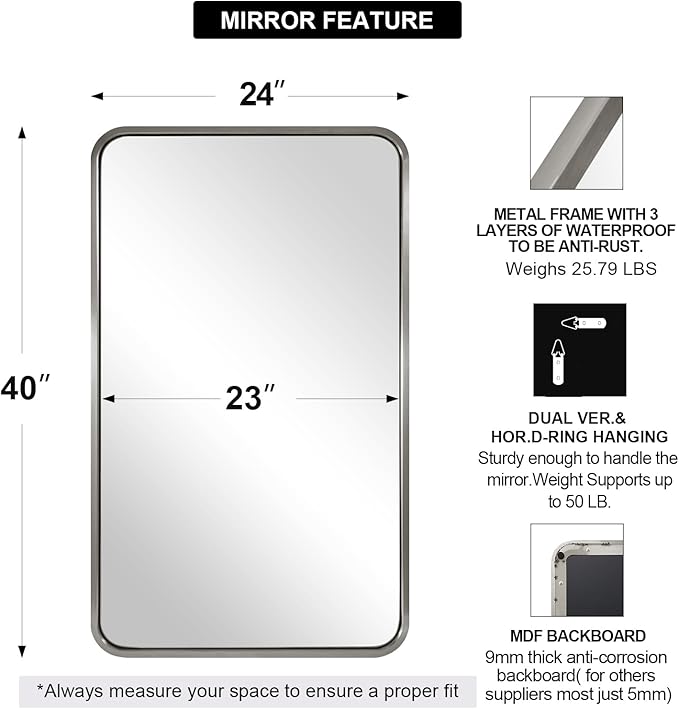 ANDY STAR 24x40'' Bathroom Mirror - Image 2