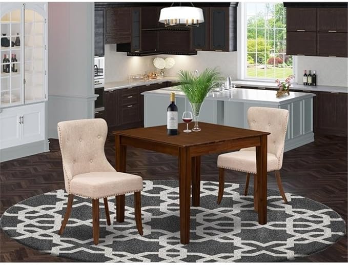 East West Furniture OXSI3-AWA-04 3 Piece Dining Set Includes a Square Dining - Image 2