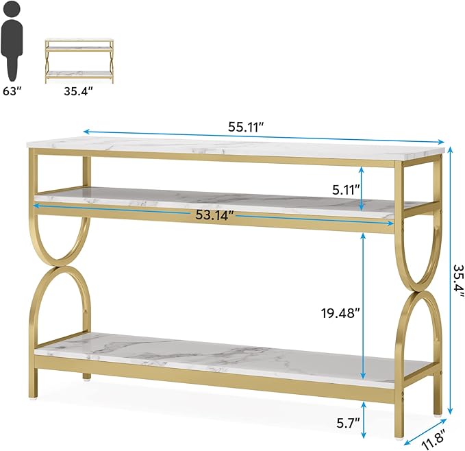 Tribesigns 3-Tier Console Table, 55 inch Sofa Table - Image 2