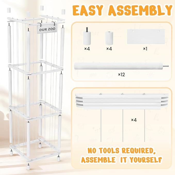 Stuffed Animal Storage & Organizer, Wooden Cute Zoo Toy Holder - Image 6