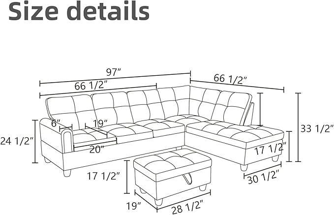 L Shaped Sectional Couches, Leather Couch Modular Sectional Sofa - Image 2