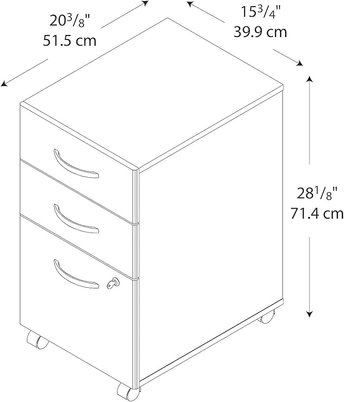 Bush Business Furniture Series C 3 Drawer Mobile File Cabinet in Hansen Cherry - Image 3