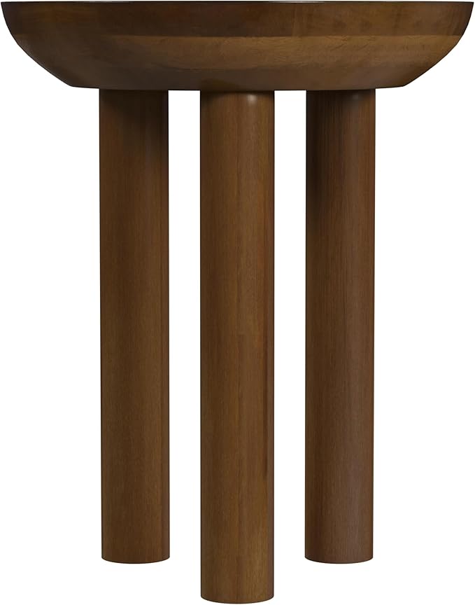 HomePop Walnut Mango Wood 3-Leg End/Side Round Table by HomePop