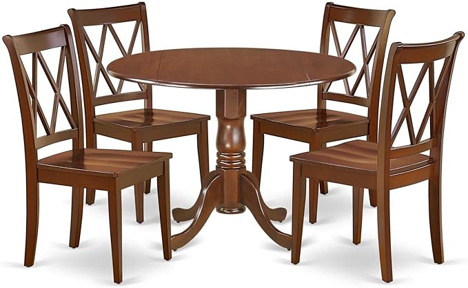 East West Furniture DLCL5-MAH-W 5 Piece Dining Room Table Set Includes a Round by EastWestFurniture