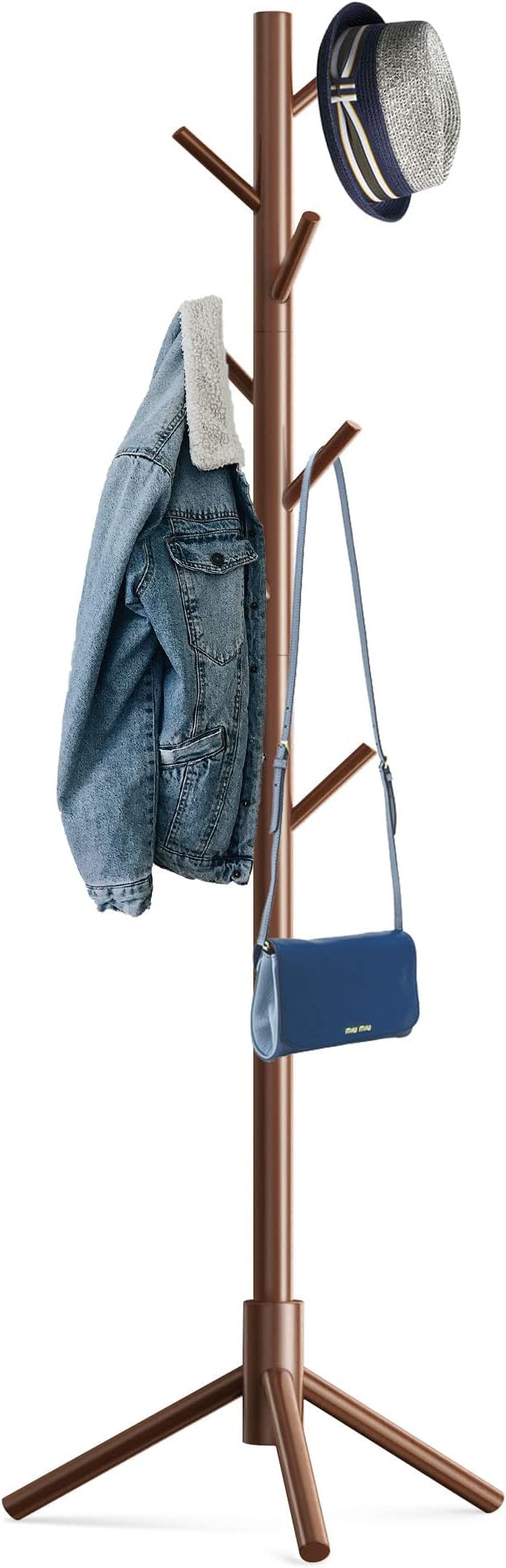 Wooden Tree Coat Rack Stand, Sturdy Freestanding Coat Rack by Hupmad