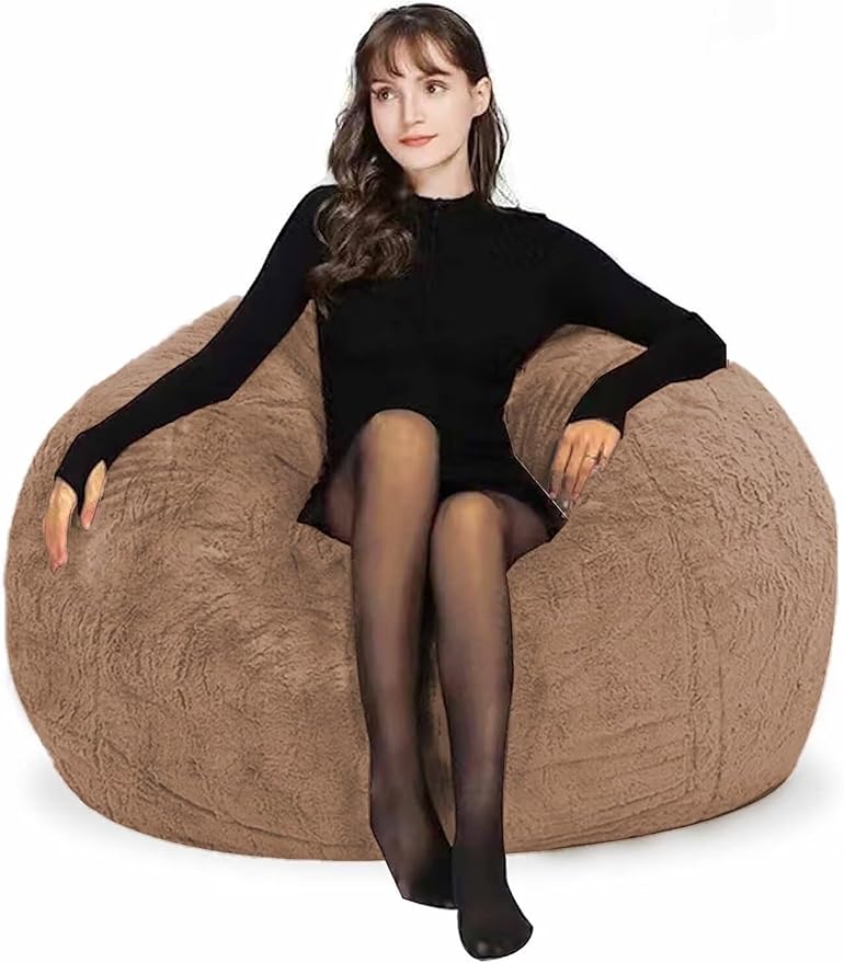 Bean Bag Chair Cover for Adults Kids Comfy Fluffy Oversized Round Beanbag Chair by FunnyFurnitureforYourHous
