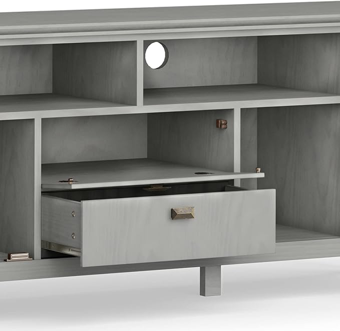 SIMPLIHOME Artisan SOLID WOOD 72 Inch Wide Contemporary TV Media Stand in Fog - Image 6