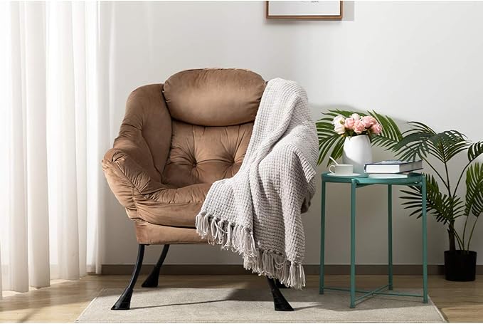 HollyHOME Modern Fabric Large Lazy Chair, Accent Oversized Comfy Reading Chair - Image 4
