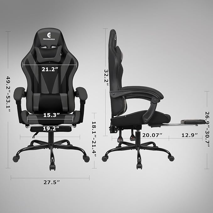 Gaming Chair with Linkage Armrest & Footrest, High Back Video Gaming Chair - Image 3