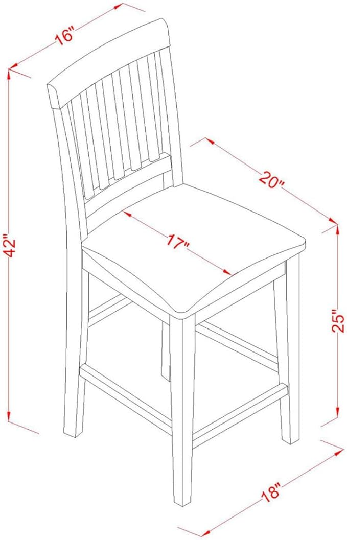 East West Furniture EDVN3-MAH-C 3 Piece Counter Set - Image 6