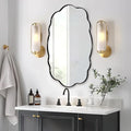 ANDY STAR Matte Black Scalloped Wall Mirror -24x36 Irregular Bathroom Vanity by ANDYSTAR