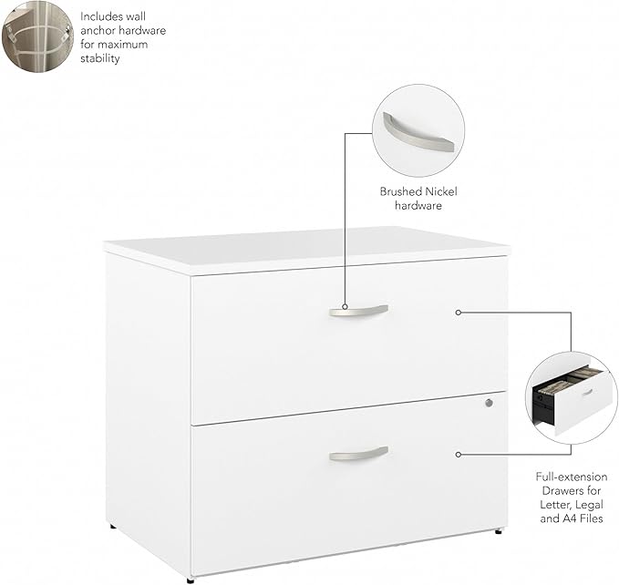 Bush Business Furniture Studio C Locking Lateral File Cabinet in White - Image 7