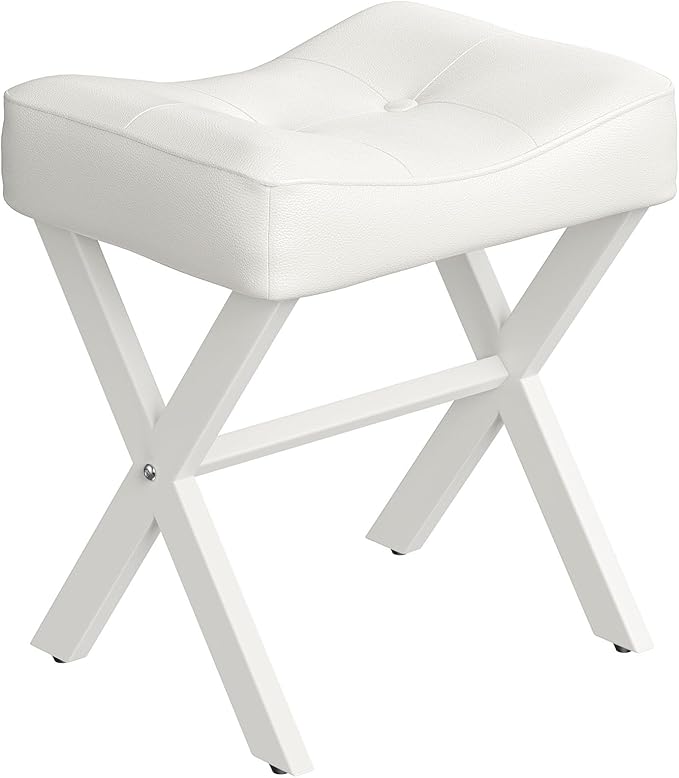 18-Inch Leather Vanity Stool Chair, Vanity Bench by MEMOBARCO