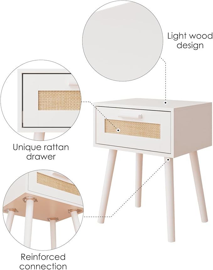 Bedroom Nightstands Wooden Night Stands - Image 8