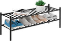 2-Tier Bamboo Long Shoe Rack, Free Standing Wood Shoe Shelf Storage Organizer by ROMGUAR+CRAFT