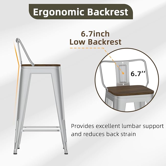 30 Inch Swivel Bar Stools Set of 4, Counter Height Bar Stools - Image 4