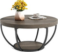 LITTLE TREE Round Coffee Table, 2-Tier Wood Accent Center Table by LITTLETREE